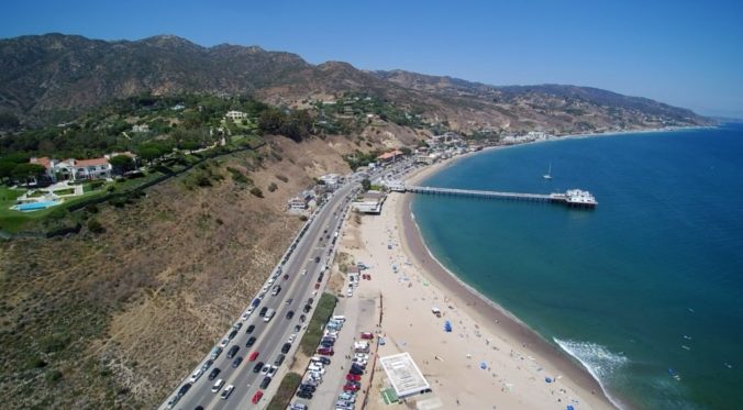 aerial view of PCH at Surfrider Beach