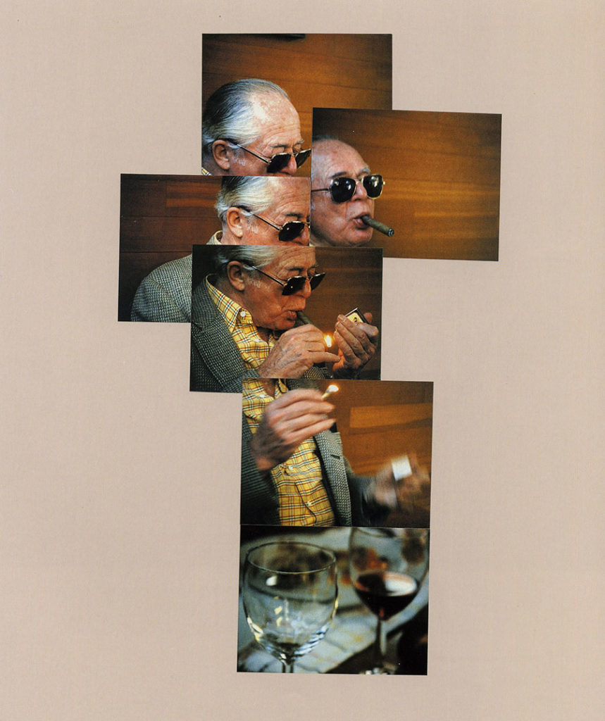 image of David Hockney's photo collage Billy Wilder lighting a cigar